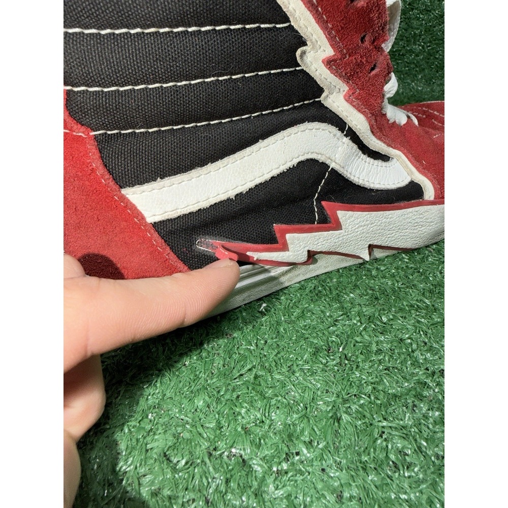 Vans Sk8-Hi Bolt Black Red Suede Canvas Skate Shoes Hi Top Sneaker Men's Size 8 - Picture 10 of 12